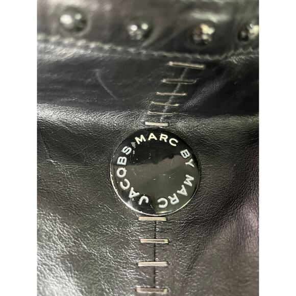 Marc by Marc Jacobs Black Leather Studded Hobo Shoulder Bag Tote - Picture 2 of 16